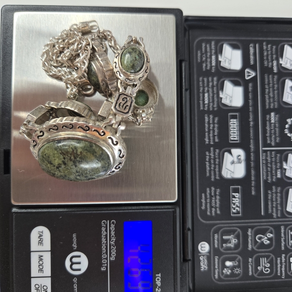 Rare OOAK Vintage Sterling Silver 925 Thailand Chrysoprase Necklace Artisan 43g - Picture 12 of 14